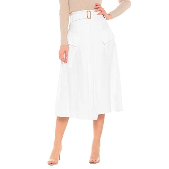 Vince Utility Midi Skirt Wrap Belted White